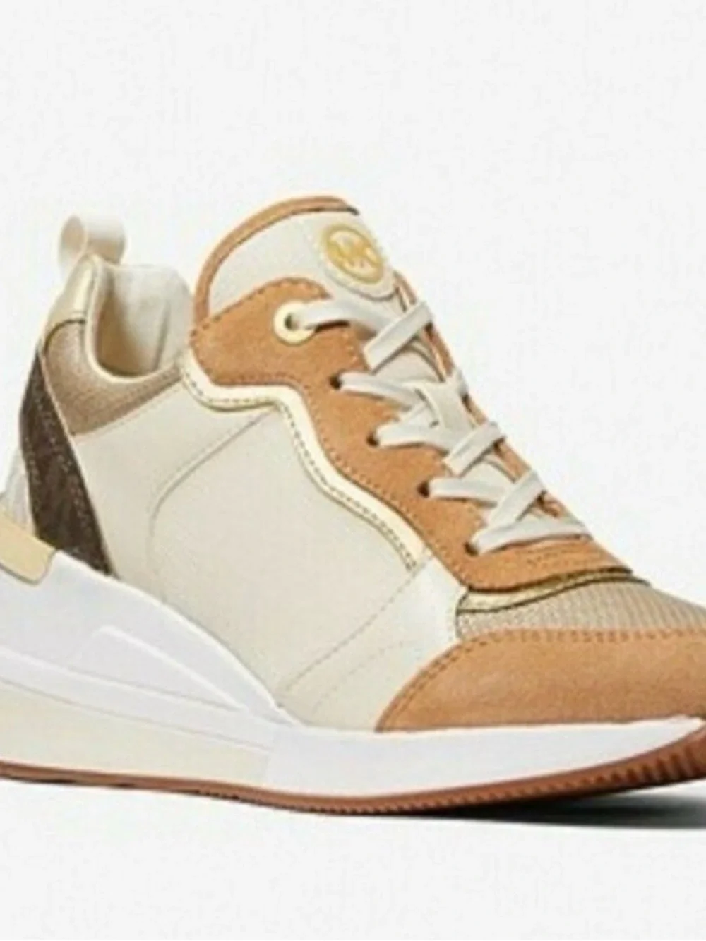 Michael Kors Cream & Tan Platform Lace-Up Sneaker